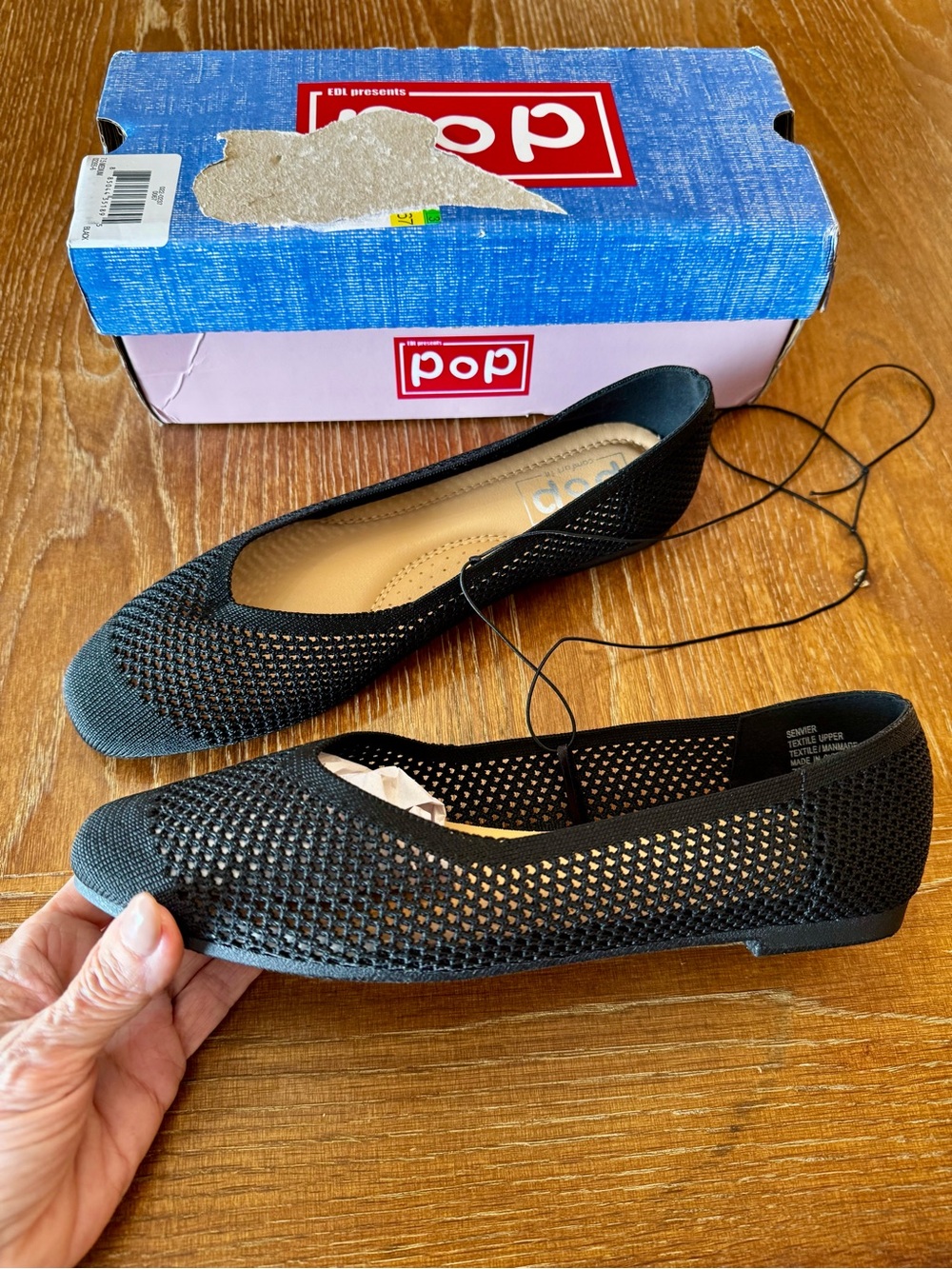 NIB Pop Senvier black soft mesh ballet flats 7.5 - Picture 3 of 13
